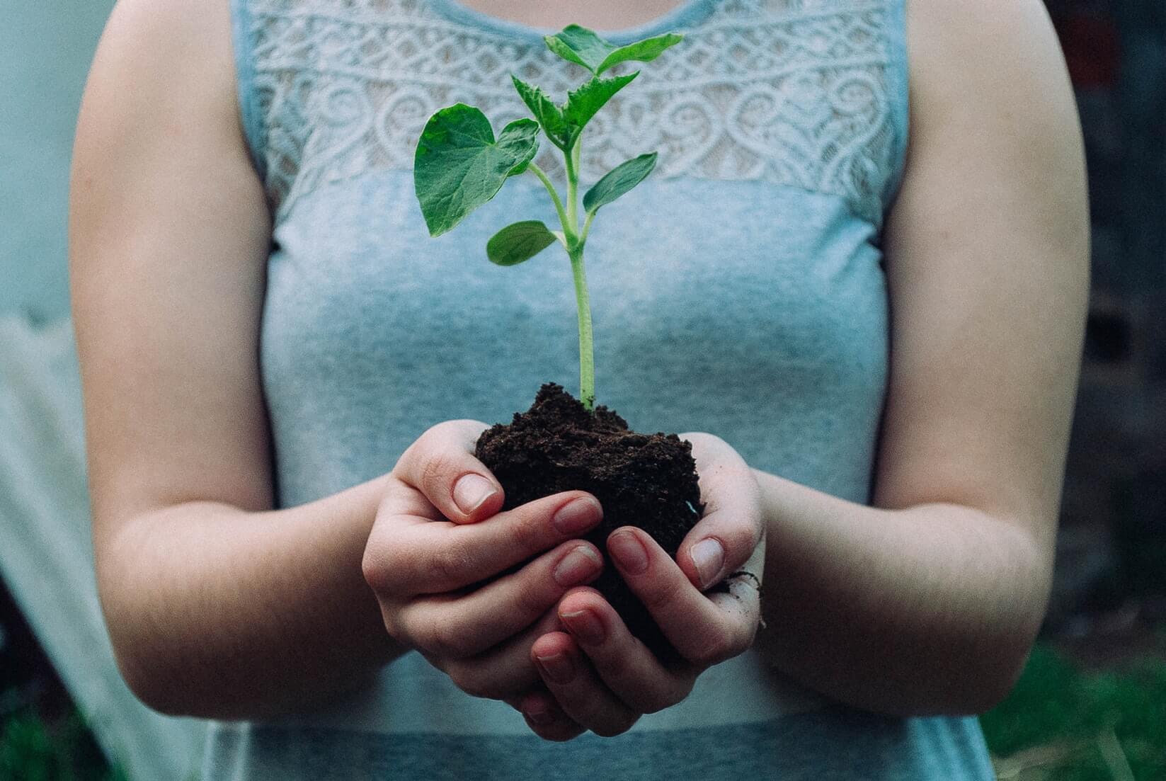 Woman with plant